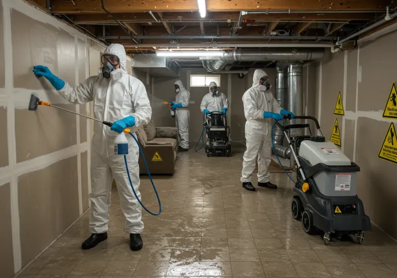 Basement Moisture Removal and Structural Drying process in South Charleston, OH